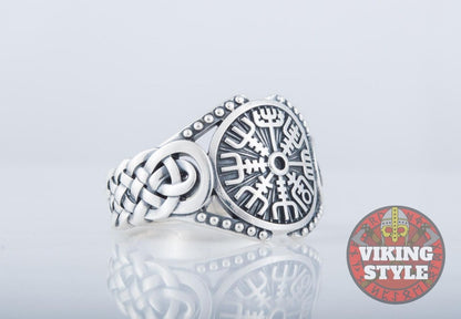 Vegvísir Ring - Endless Knot, 925 Silver