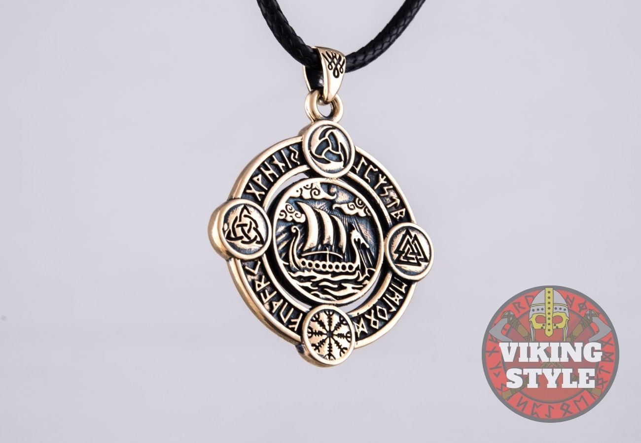 Viking Ship Pendant VI - Drakkar, Bronze