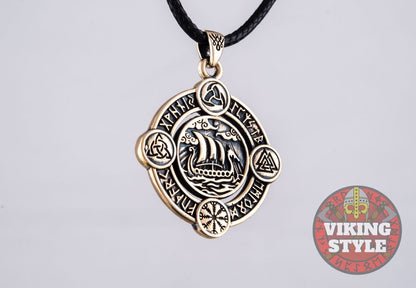 Viking Ship Pendant VI - Drakkar, Bronze