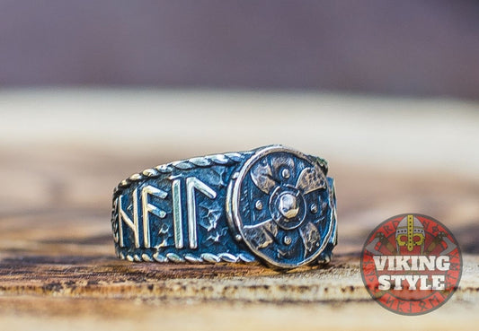 Viking Shield Ring - Odin Collection, 925 Silver