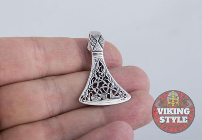 Viking Axe Head Pendant - Urnes, 925 Silver