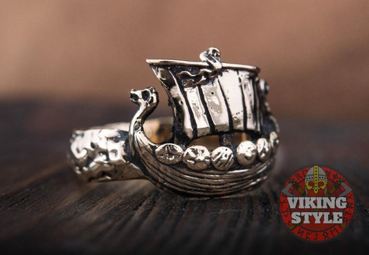 Viking Ship Ring - Drakkar, Bronze