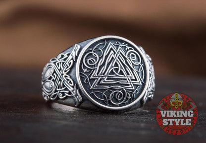 Valknut Ring - Ravens, 925 Silver