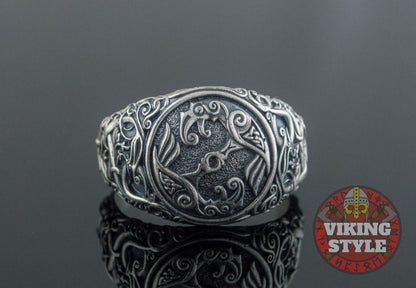 Huginn & Muninn Ring - Urnes, 925 Silver