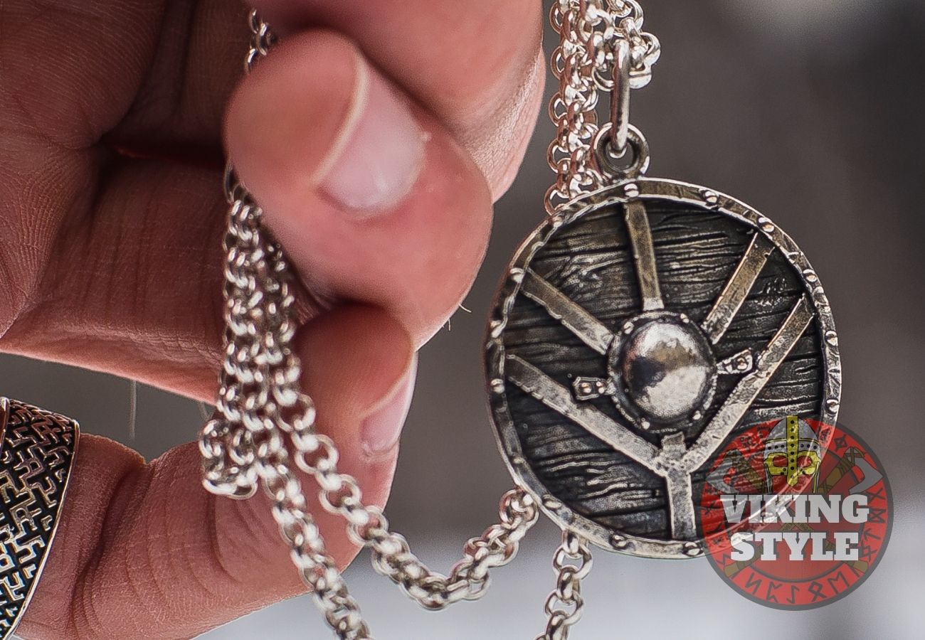 Viking Shield Pendant - Fehu, 925 Silver