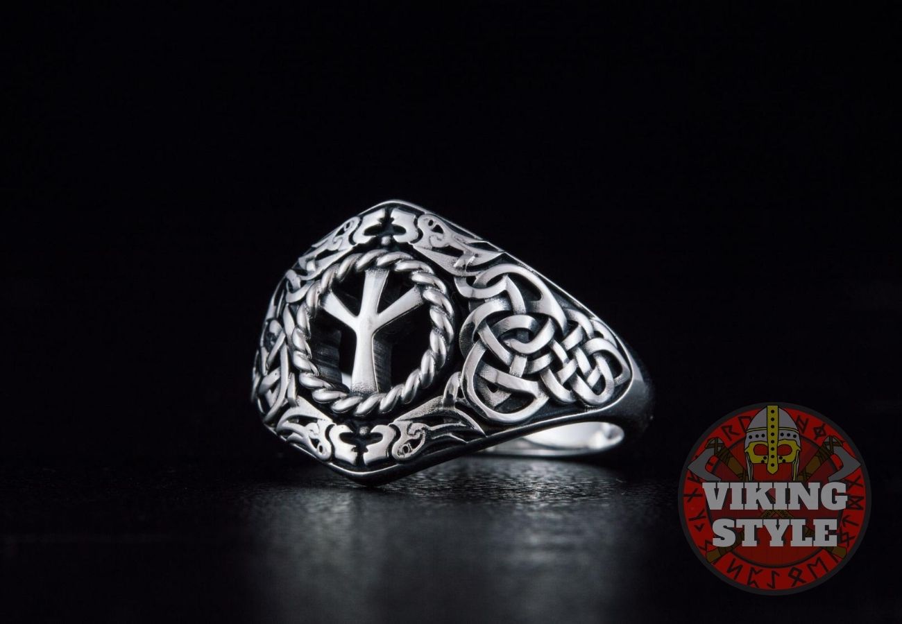 Algiz Ring III - Runic, 925 Silver