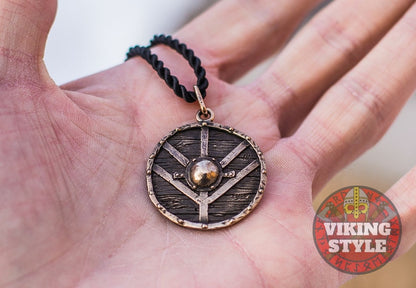 Viking Shield Pendant - Fehu, Bronze