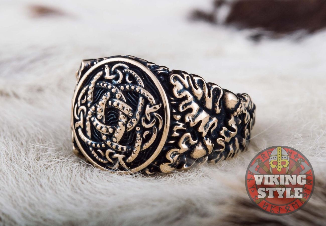 Jörmungandr Ring - Oak Leaves, Bronze