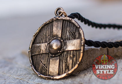 Viking Shield Pendant - Cross Shield, Bronze