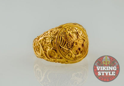Huginn & Muninn Ring - Urnes, Gold