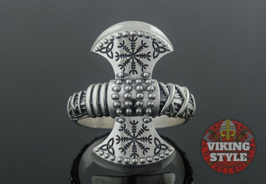 Viking Axe Ring - Helm of Awe, 925 Silver