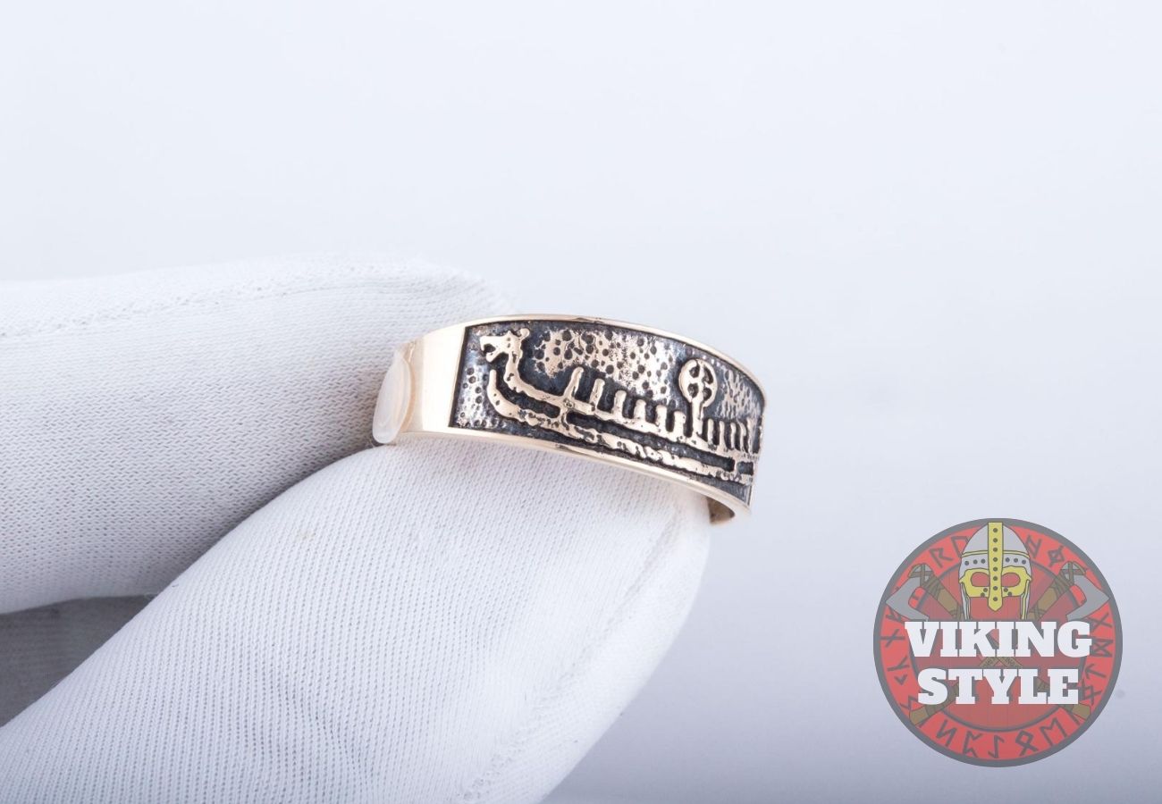 Viking Ship Ring - Drakkar, Bronze
