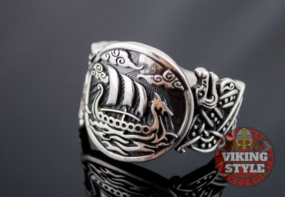 Drakkar Ring - Wolf, 925 Silver