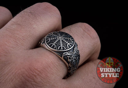Ægishjálmur Ring - Ravens, 925 Silver