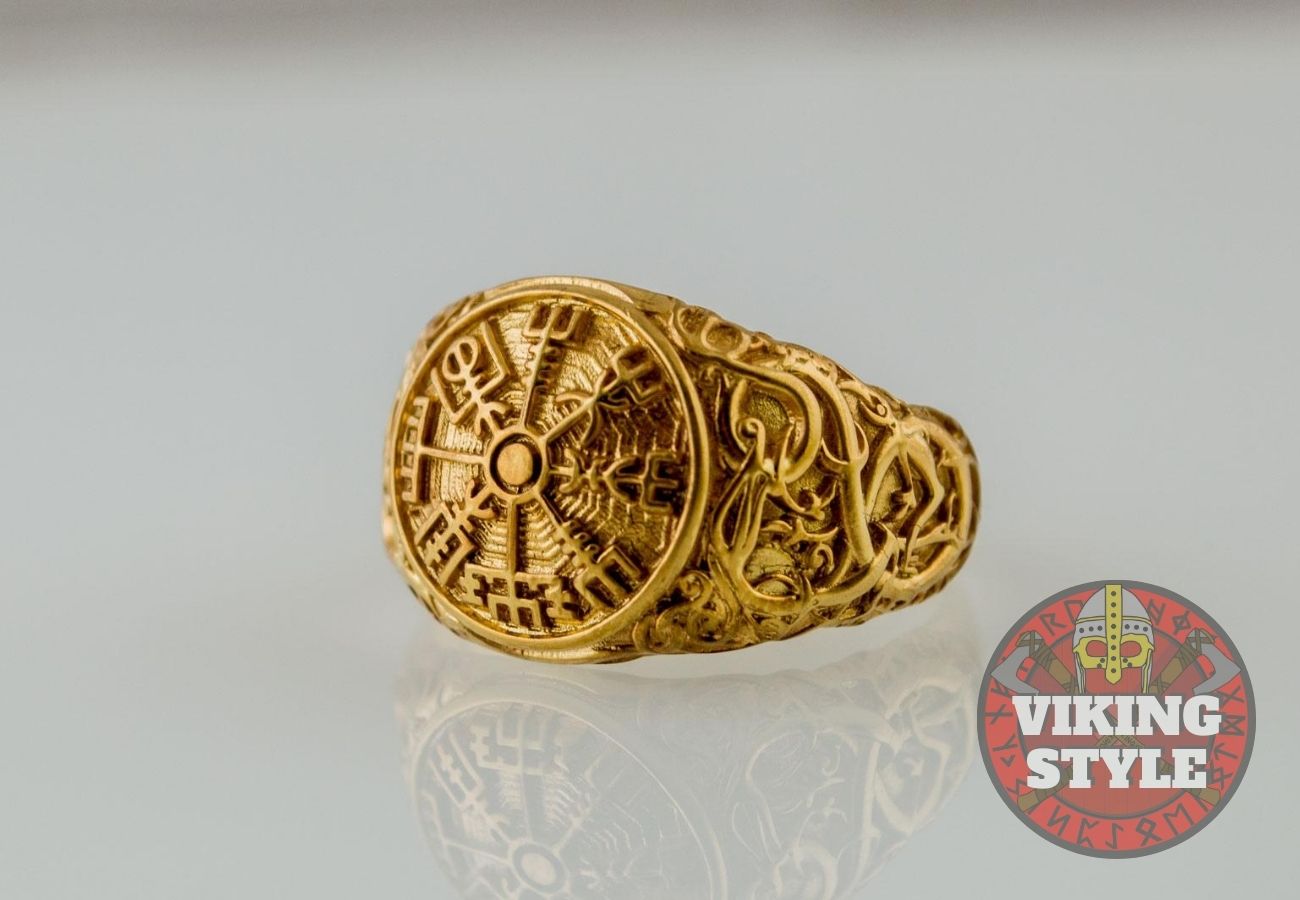 Vegvísir Ring - Urnes, Gold