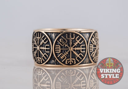 Vegvisir Ring - Band, Bronze