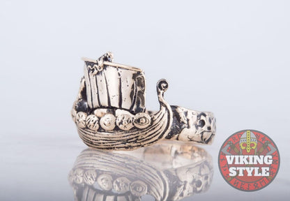 Viking Ship Ring - Drakkar, Bronze