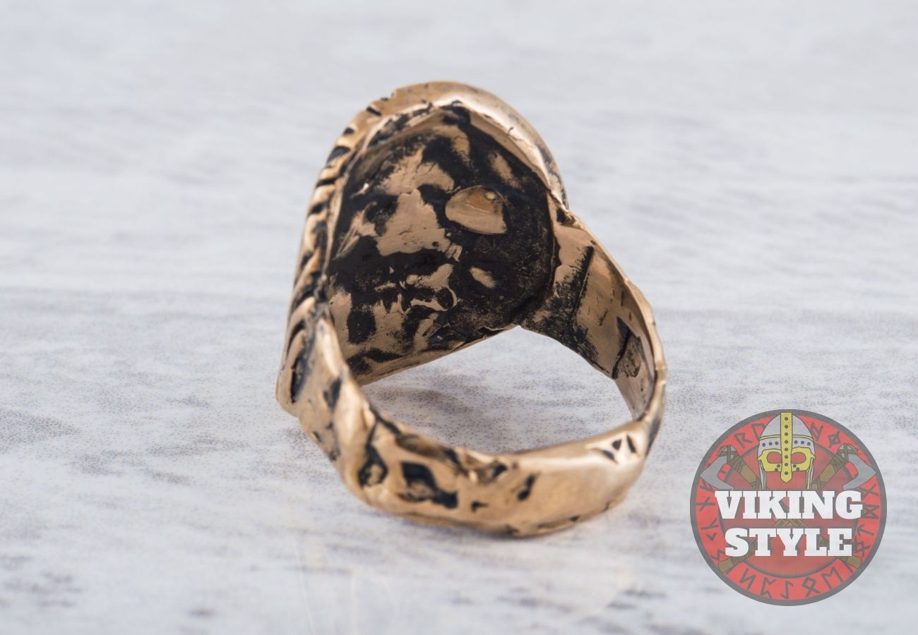 Viking Shield Ring - Runic, Bronze
