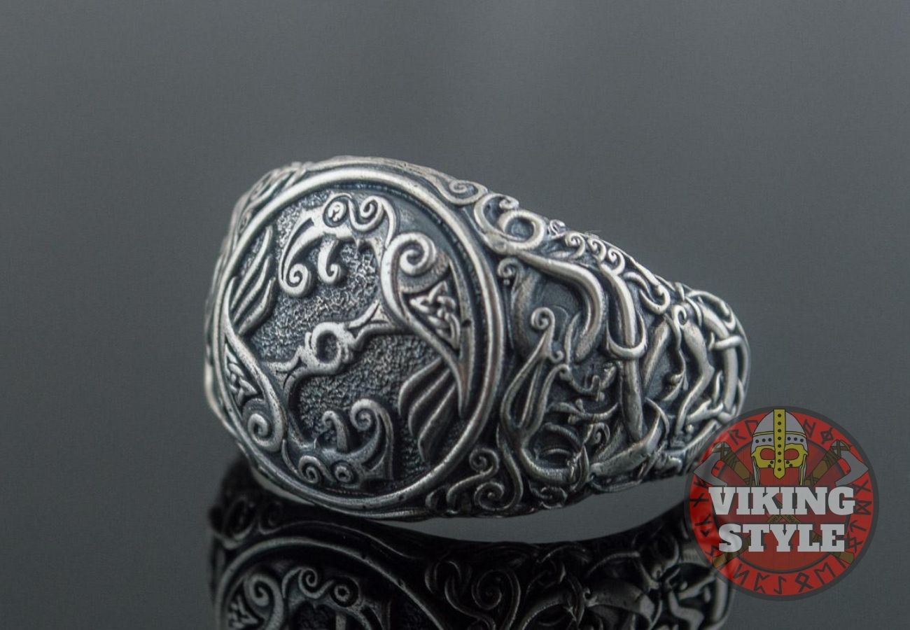 Huginn & Muninn Ring - Urnes, 925 Silver