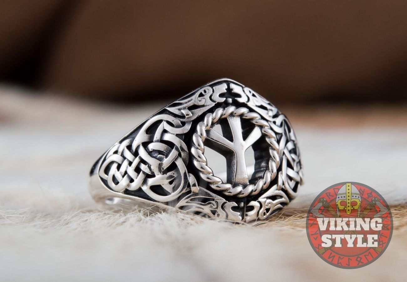 Algiz Ring III - Runic, 925 Silver