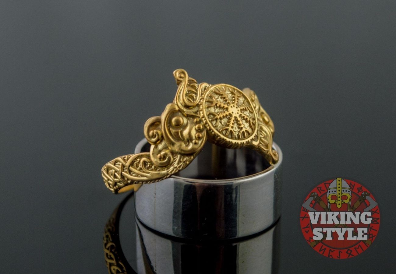 Ægishjálmur Ring - Wolf, Gold