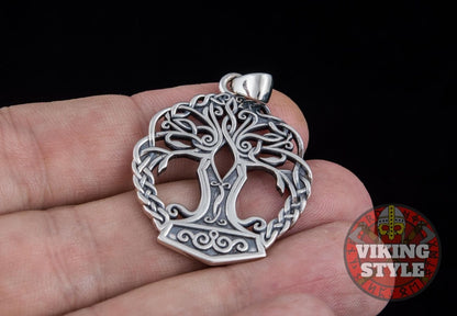 Mjölnir Pendant - Tree of Life, 925 Silver