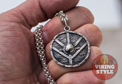 Viking Shield Pendant - Fehu, 925 Silver