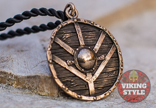 Viking Shield Pendant - Fehu, Bronze