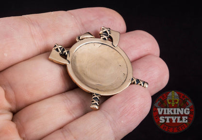 Viking Shield & Axe Pendant - Bronze