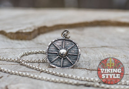 Viking Shield Pendant - Star, 925 Silver