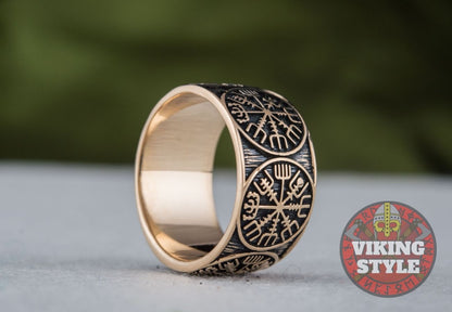 Vegvisir Ring - Band, Bronze
