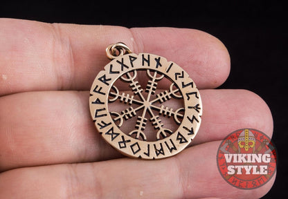 Ægishjálmur Pendant - Runic, Bronze