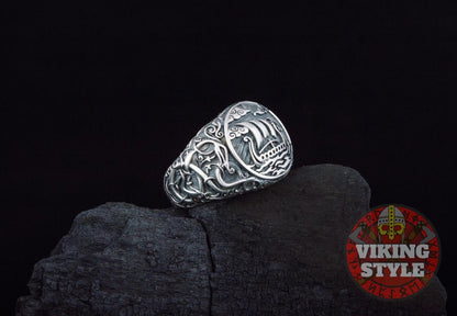 Drakkar Ring - Urnes, 925 Silver
