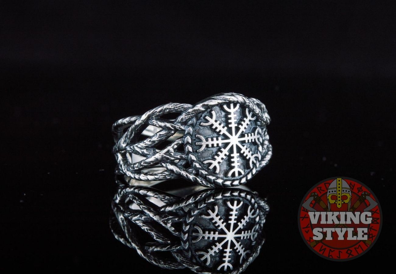 Ægishjálmur Ring - Tree of Life, 925 Silver