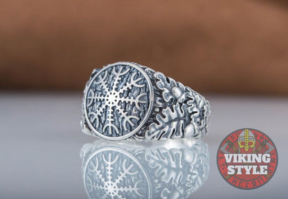 Ægishjálmur Ring III - Oak Leaves, 925 Silver