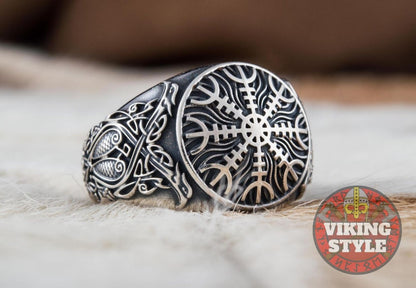 Ægishjálmur Ring - Ravens, 925 Silver