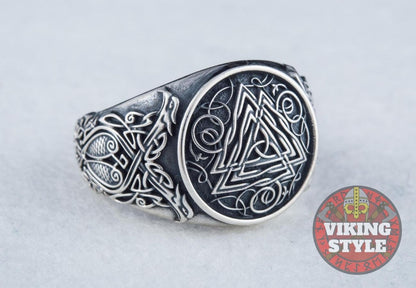 Valknut Ring - Ravens, 925 Silver