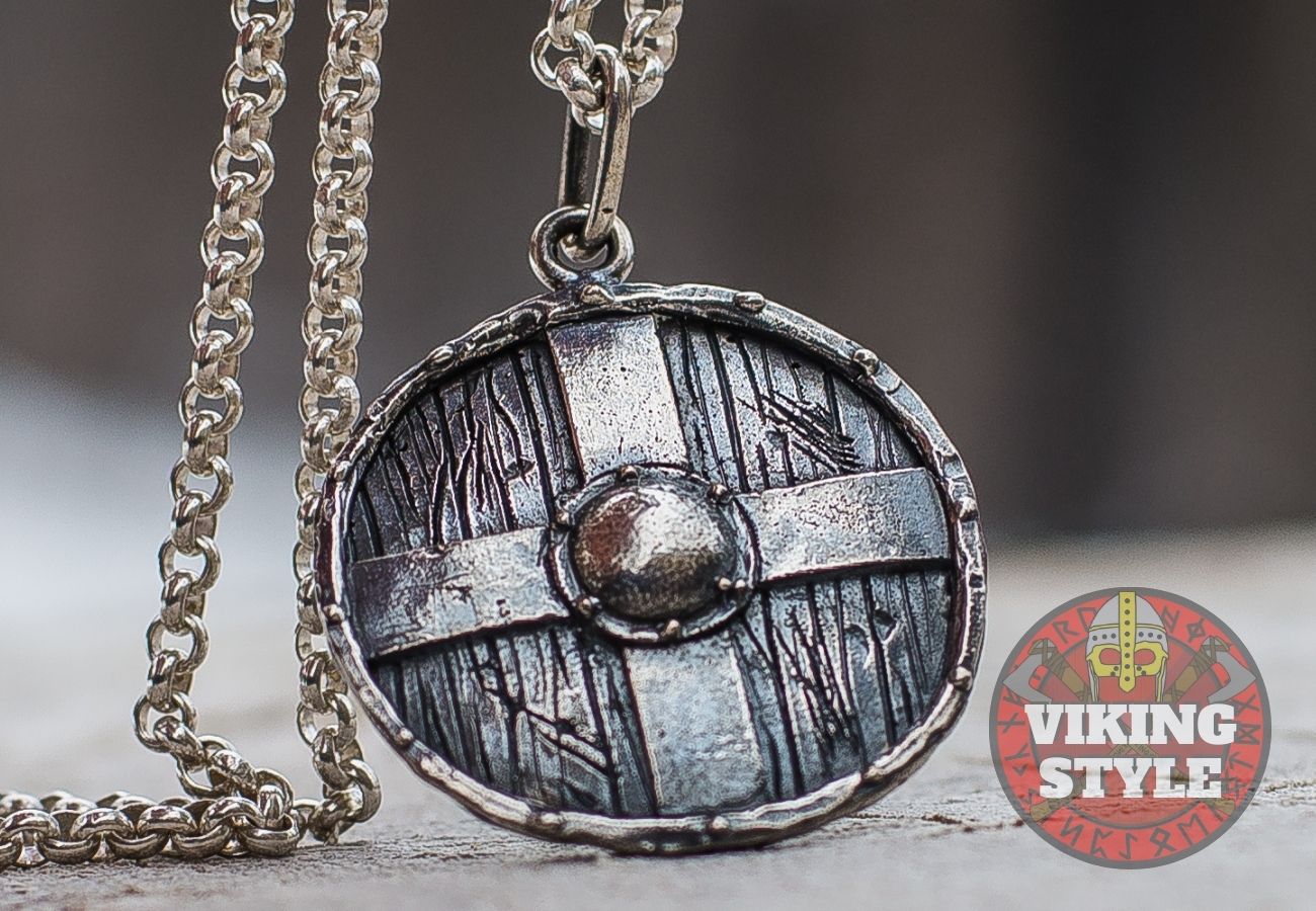 Viking Shield Pendant - Cross Shield, 925 Silver