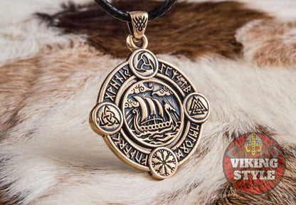 Viking Ship Pendant VI - Drakkar, Bronze