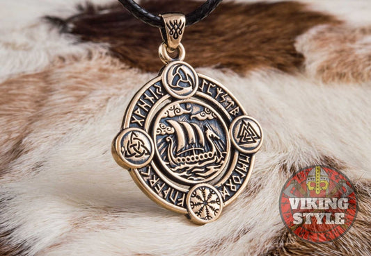 Viking Ship Pendant VI - Drakkar, Bronze