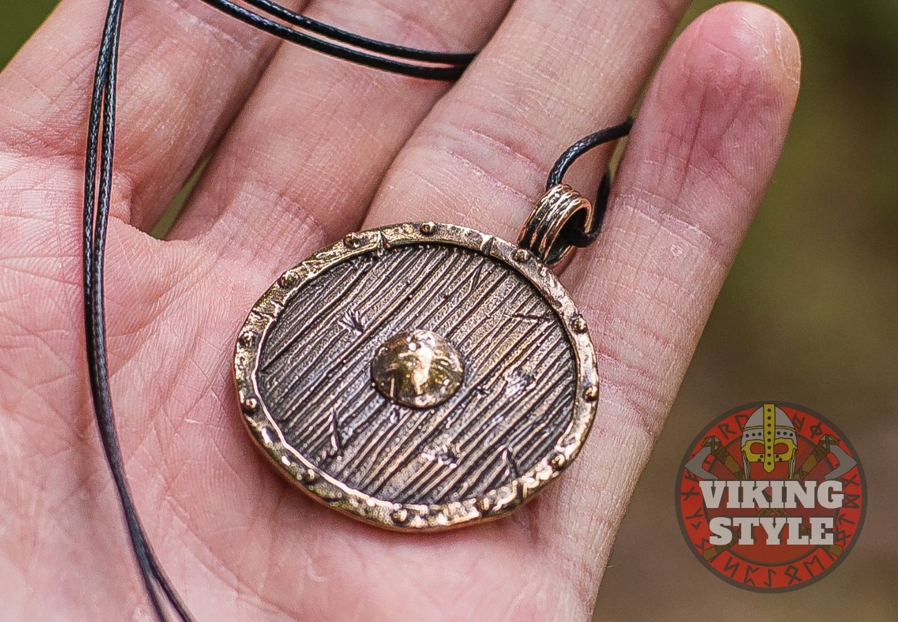 Viking Shield Pendant - Bronze