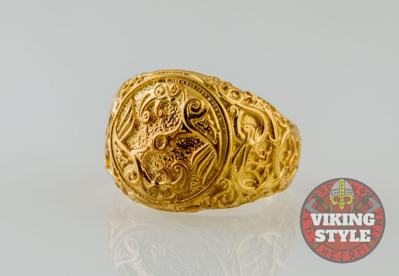 Huginn & Muninn Ring - Urnes, Gold