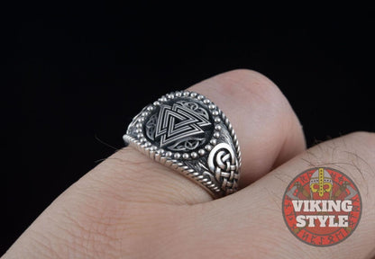 Valknut Ring II - Endless Knot, 925 Silver