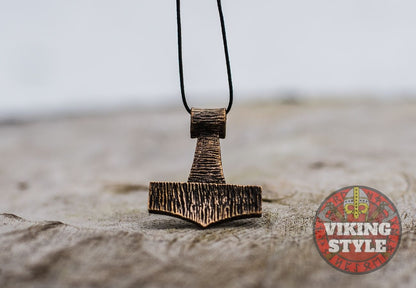 Mjölnir Pendant - Stripe, Bronze
