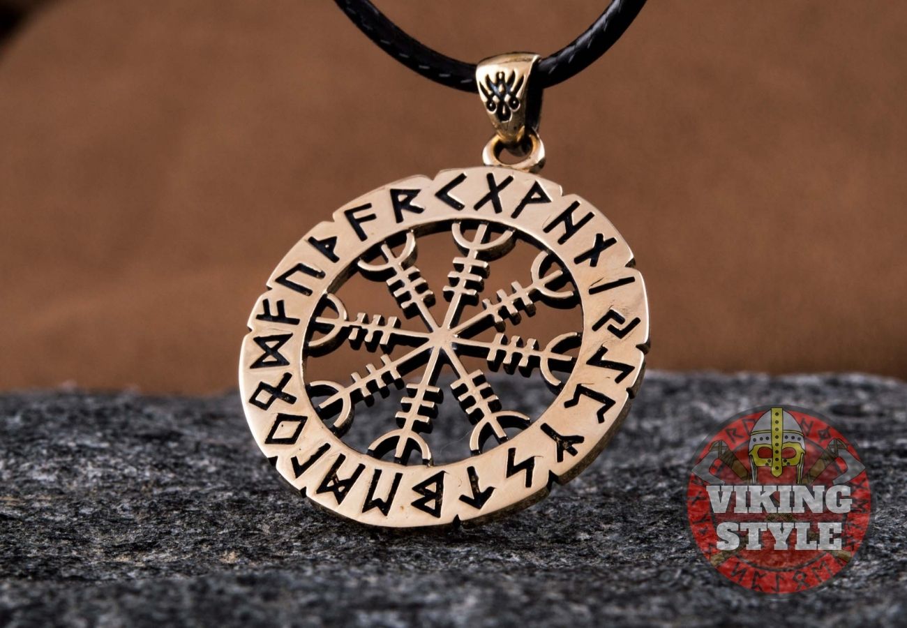 Ægishjálmur Pendant - Runic, Bronze
