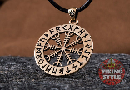 Ægishjálmur Pendant - Runic, Bronze