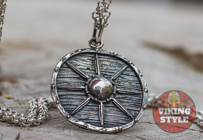 Viking Shield Pendant - Star, 925 Silver