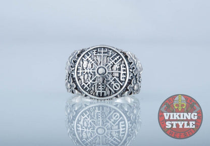 Vegvísir Ring - Oak Leaves, 925 Silver