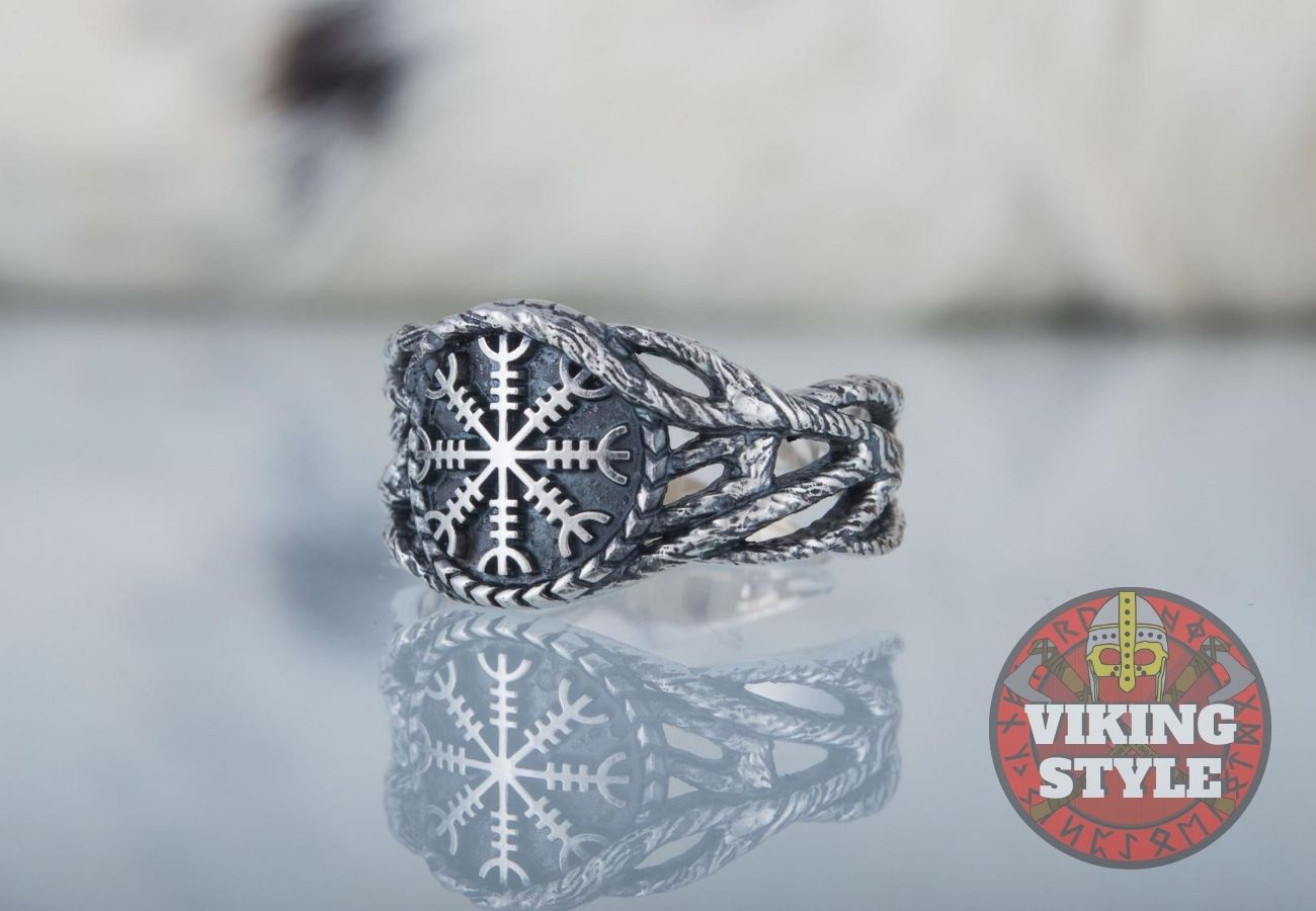 Ægishjálmur Ring - Tree of Life, 925 Silver