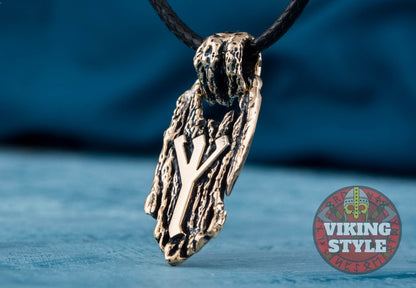 Rune Pendant - Algiz, Bronze